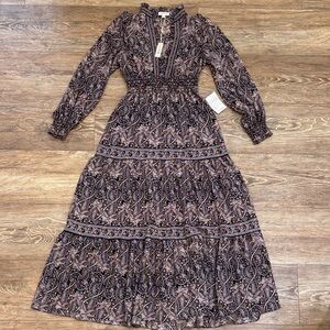 Max Studio Women's Size XS Paisley Long Sleeve Dress NWT Orig. $148